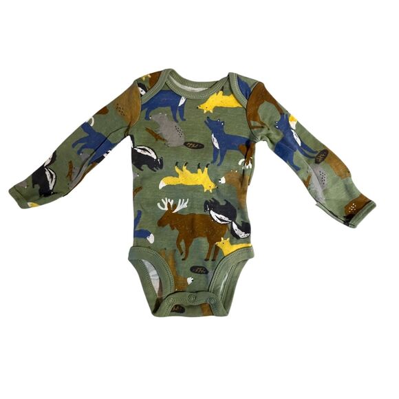 Carter's Bodysuits Long Sleeve Newborn Boy 4 Pc Snap Dinos Animal Stripe NWT - Picture 5 of 6